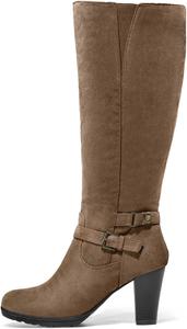 Женские высокие сапоги Mysoft выше колена на массивном каблуке с застежкой-молнией, Helles Braun