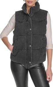 Женский жилет Levi's Western Stand Collar Puffer Vest, Black Wash Denim
