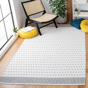 Ковер SAFAVIEH, 92 x 153 см, Montauk Collection, Grey & Ivory, плоское плетение из хлопка, простой уход, идеально для помещений с высокой проходимостью: прихожая, гостиная, спальня (MTK714F)