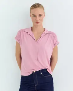 Женская однотонная футболка-поло с коротким рукавом Blanxart, светло-розовый