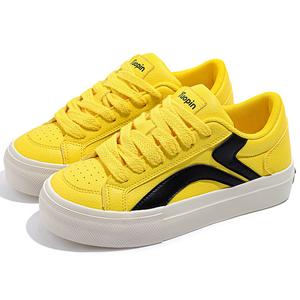 TUOPIN Женские противоскользящие, износостойкие, дышащие, увеличивающие рост низкие скейтерские кроссовки Pie Shoes желтого цвета (улучшенная версия), цвет Yellow (Enhanced Version)