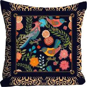 Декоративная подушка Queence "Птицы", чехол без наполнения, 1 шт 40х40 см, цвет bunt + bedruckt