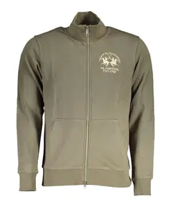 Зеленый пуловер на молнии с вышивкой La Martina, зеленый