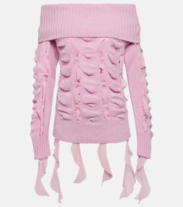 Свитер из шерсти с открытыми плечами BLUMARINE, розовый
