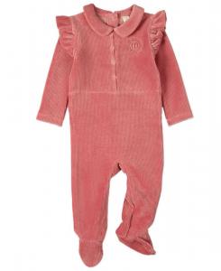 Детский комбинезон для девочек "Спорт" из хлопкового вельвета с оборками, модель "Sport" MeMoi, Old rose