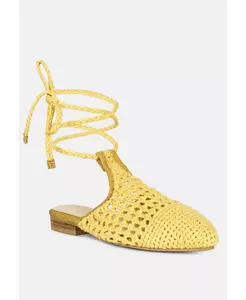 BARTSI Off White Плоские мюли с завязками ручной работы Rag & Co, желтый