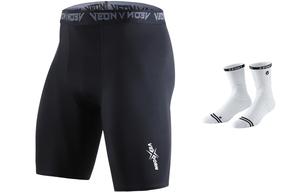 VEIDOORN VEIDORN Мужские баскетбольные шорты, Черный + пара баскетбольных носков (случайный цвет)