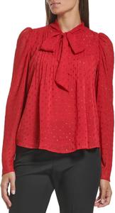 Женский топ Tommy Hilfiger Clip Dot с завязками на шее и складками, Red