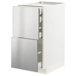 Базовый шкаф фрнтс/2 низ/1 ср/1 хай дрв METOD/MAXIMERA IKEA, 40x60x80 см, цвет white/vårsta stainless steel