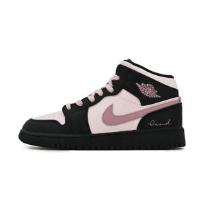 Женские баскетбольные кроссовки Air 1 с амортизацией, противоскользящей и износостойкой подошвой, мид-топ, винтажные, черно-розовые Jordan