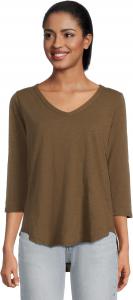 Футболка Mod-o-doc 3/4 Sleeve V-Neck Tee with Curved Hem, FernSee Less