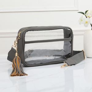 Искусственная кожа прозрачная прямоугольная сумка через плечо FASHNZFAB, серый