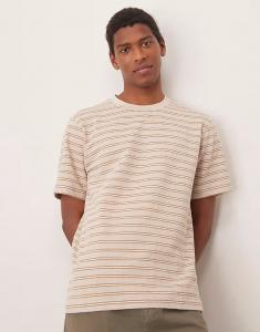 Трикотажная футболка Selected Homme в кремовую полоску