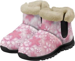 Зимние ботинки на архоподдержке для женщин, плюшевые пушистые снежные ботиночки, теплые, противоскользящие, для улицы, размеры 6-12 Pointodoor, Cherry Blossom-Pink