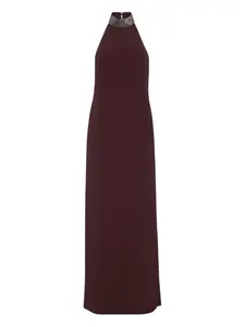 Декорированное платье с вырезом халтер Brunello Cucinelli, красный