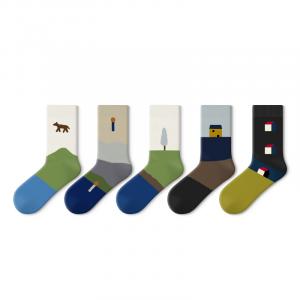 Унисекс носки Crew 5 штук Primeet, 5 Pack (Sports Illustration Trendy Socks Set F)