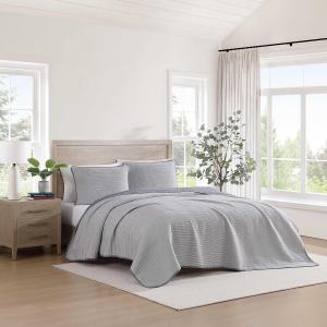 Tommy Hilfiger Комплект постельного белья, 100x200 см, двусторонний, синий в полоску, с наволочками, европейская застежка, мягкий и дышащий