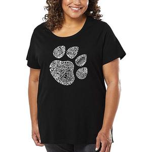 Футболка с принтом Women's plus size word art - cat paw La Pop Art, Black