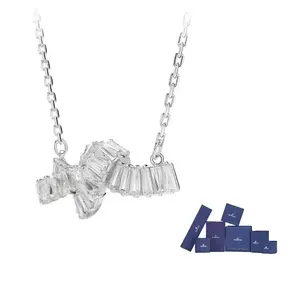 Матричное колье с узлом из багетной огранки Swarovski