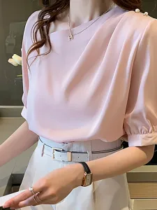 Асимметричный топ с коротким рукавом Doux Belle, цвет Pink