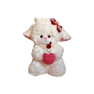 Милые и мягкие плюшевые куклы ягнята с бантиком, высота 22см/32см/45см MENGMENGBUNNY, Heart-Shaped Cake Lamb