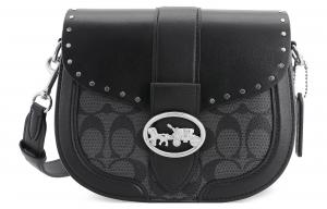 Сумка-седло из телячьей кожи Georgie, Bacchus, через плечо, кроссбоди среднего размера для женщин черный COACH