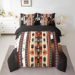 Erosebridal Комплект постельного белья Ombre Bedding Sets King Size в стиле вестерн и бохо с принтом коровы, Beige Brown