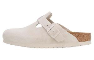 Birkenstock Босоножки из мягкой замши Boston Soft Footbed, узкие, цвет «античный белый»