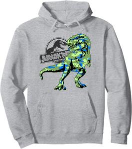 Худи с камуфляжным рисунком Тираннозавр из Парка Юрского периода, серое Jurassic World