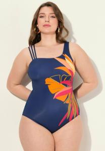 Купальник SPLIT STRAP TROPICAL LEAVES Ulla Popken, темно-синий