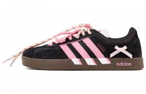 Adidas Neo Кроссовки VL Court 2.0 Moon Mail, черно-розовые, с амортизацией, с сердечком, низкие, для скейтбординга, унисекс, розовые