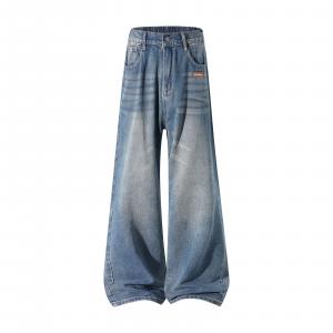 Джинсы Unisex Moderate Wide Leg WARRIOR, vintage синий[free diy badge]