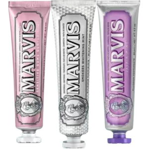 Классическая зубная паста Periodontal Care 85 мл*4 Marvis, three-piece set: soft mint toothpastes 75ml+strengthened bright white toothpastes 85ml+jasmine-scented toothpastes 85ml