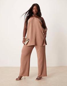 Прямые брюки Curve производителя цвета мокко Asos Design