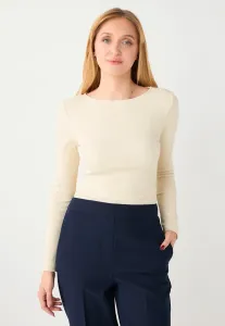 Облегающая блузка с вырезом-лодочкой и длинными рукавами. Jimmy Key, Ecru