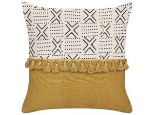 Декоративная подушка Beliani WOODI, 45x45x45 см цвет schwarz/cremeweiß/weiß/gelb