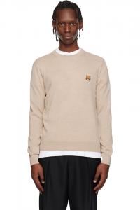 Maison Kitsuné Бежевый свитер из шерсти мериноса с головой лисы