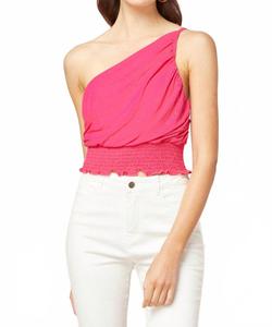 Облегающий топ с одним плечом фуксия Entro