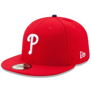 Мужская облегающая шляпа New Era Red Philadelphia Phillies Game Authentic Collection On-Field 59FIFTY