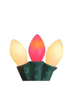 25 непрозрачных красных и белых рождественских гирлянд в форме леденцов C7 - 24 фута зеленого провода Northlight, red