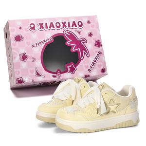 Низкие женские кроссовки для скейтбординга. В комплекте коробка Circle small, Beige Yellow Star