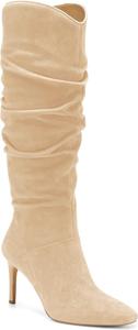 Женские ботфорты Coutgo из искусственной замши, с заостренным носком, на высоком каблуке-стилет, с мягкой посадкой и боковой молнией, Light Khaki