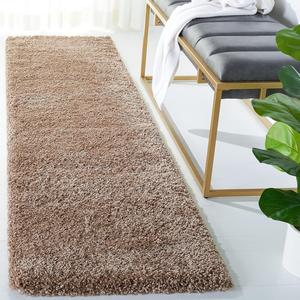 Ковер-ковер-дорожка SAFAVIEH, 61 x 671 см, Milan Shag Collection - , Dark Beige, однотонный дизайн, не линяет и прост в уходе, толщиной , идеален для помещений с высокой проходимостью в гостиной, спальне (SG180-1414)