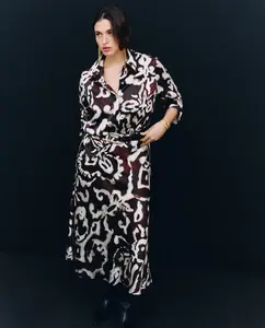 Женская длинная атласная юбка с принтом Couchel, коричневый