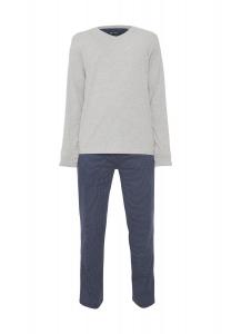 Мужские пижамы с v-образным вырезом Dunmore, цвет Hellgrau Dunkelblau