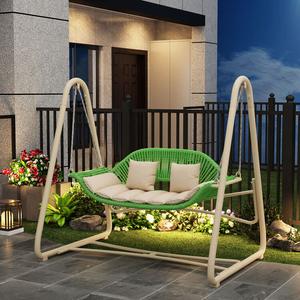 Yu Senyi Кресло-качалка Xingyue Double Swing из ротанга, оливковый зеленый, усиленная и увеличенная модель