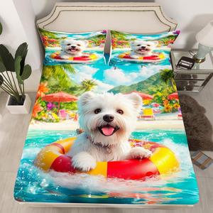 Erosebridal Детский комплект постельного белья Cute Puppy с морской тематикой и разноцветными горошинами, Blue