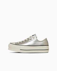 Кожаные низкие туфли All Star (R) на платформе Lifted OX Converse, цвет Silver
