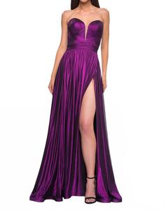 Потрясающее плиссированное вечернее платье из металлизированного джерси в фиолетовом цвете La Femme