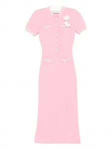 Платье миди с цветочными аппликациями Self-Portrait, розовый